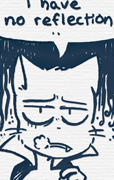 Mike stares at Haley with a deadpan expression and says "I have no reflection".