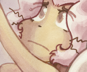 Tess lies in bed, holding up her university acceptance letter and staring at it with wide eyes.