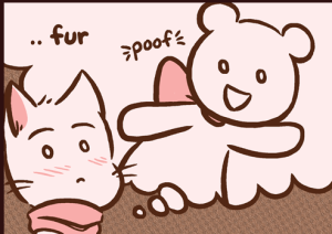 Mike's imagined Lucy transforms into a bear wearing a pink bow.