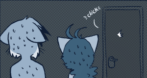 Lucy shoves her hotel room door open and stares blankly ahead while Paulo and Tess freeze mid-embrace, eyes enormous.