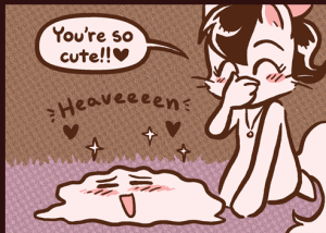 Young Mike melts into a puddle as Sandy hugs him and giggles "You're so cute!!".