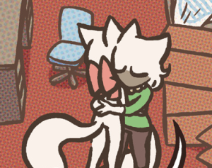 Carol wraps Lucy in a tight embrace while Lucy buries her face in her mother's shoulder, surrounded by moving boxes.