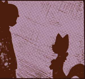Lucy and Alejandro stand facing each other as silhouettes in the dark alley.