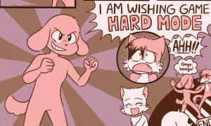 David drops into a fighting stance and declares "I AM WISHING GAME HARD MODE".