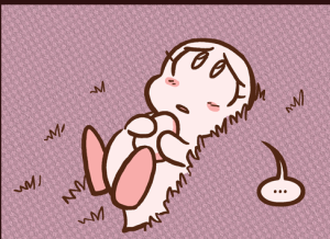 Yashy lies on the ground hugging the egg she just caught, thinking "Mama birdie.. I.. I'll take care of it..".
